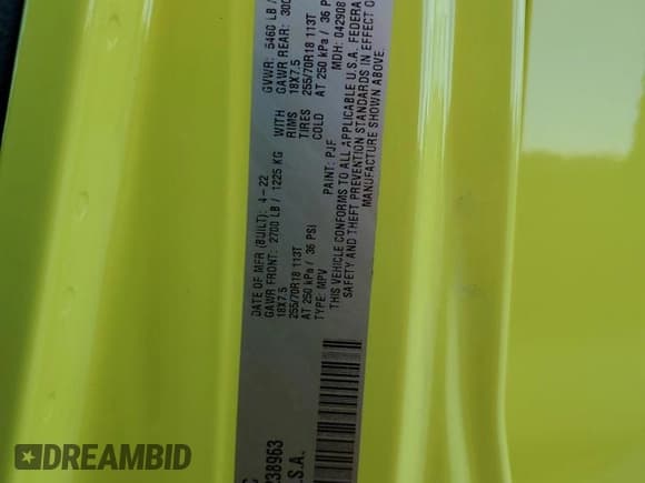 ✅ 2022 Jeep Wrangler Unlimited Sport S • VIN: 1C4HJXDG3NW238963 • Lot: 91727315. Listed on Copart with 30,151 mi. Free auction sales archive from the USA and detailed vehicle history report at DreamBid. Image 13.