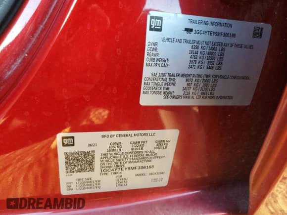 2021 Chevrolet Silverado 3500HD LT z VIN 1GC4YTEY9MF306188, wystawiony jako Copart lot #91661515 z przebiegiem 67 861 mil mil oraz Szkoda całkowita • Salvage title. Historia ofert i sprzedaży dostępna na DreamBid. Obrazek 12.