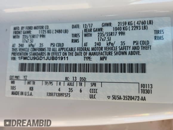 ✅ 2018 Ford Escape SE • VIN: 1FMCU9GD1JUB01911 • Lot: 80621525. Wystawiony na Copart z przebiegiem 91 262 mil. Bezpłatny archiwum sprzedaży aukcyjnych z USA i szczegółowy raport historii pojazdu na DreamBid. Zdjęcie 13.