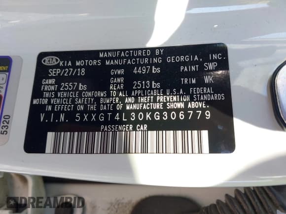 ✅ 2019 Kia Optima LX • VIN: 5XXGT4L30KG306779 • Lot: 43493768. Wystawiony na IAAI z przebiegiem Nie podano. Bezpłatny archiwum sprzedaży aukcyjnych z USA i szczegółowy raport historii pojazdu na DreamBid. Zdjęcie 9.