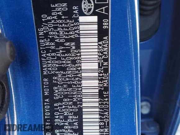 ✅ 2010 Toyota Corolla LE • VIN: 2T1BU4EE7AC499945 • Lot: 92505935. Wystawiony na Copart z przebiegiem 184 791 mil. Bezpłatny archiwum sprzedaży aukcyjnych z USA i szczegółowy raport historii pojazdu na DreamBid. Zdjęcie 12.