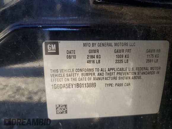 ✅ 2011 Cadillac CTS • VIN: 1G6DA5EY1B0113889 • Lot: 92383295. Listed on Copart with 235,802 mi. Free auction sales archive from the USA and detailed vehicle history report at DreamBid. Image 12.