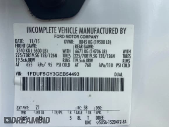 ✅ 2016 Ford F-550 XL • VIN: 1FDUF5GY3GEB54493 • Lot: 81772304. Listed on Copart with 258,961 mi. Free auction sales archive from the USA and detailed vehicle history report at DreamBid. Image 10.