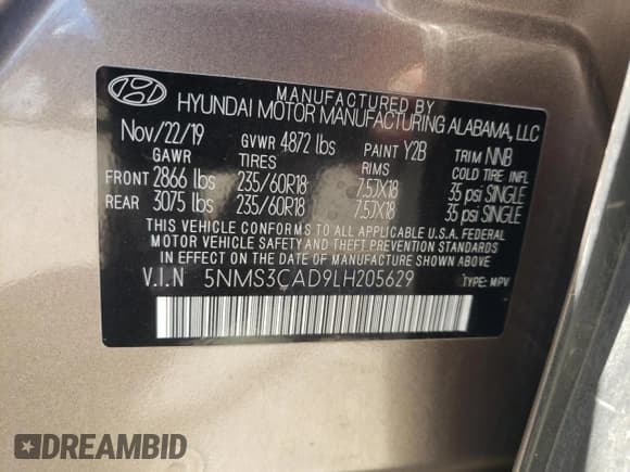 ✅ 2020 Hyundai Santa Fe SEL • VIN: 5NMS3CAD9LH205629 • Lot: 47789433. Wystawiony na Copart z przebiegiem 45 865 mil. Bezpłatny archiwum sprzedaży aukcyjnych z USA i szczegółowy raport historii pojazdu na DreamBid. Zdjęcie 13.