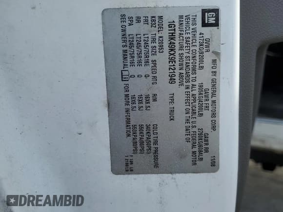 ✅ 2009 GMC Sierra 2500HD • VIN: 1GTHK49KX9E121949 • Lot: 79996504. Listed on Copart with Not provided. Free auction sales archive from the USA and detailed vehicle history report at DreamBid. Image 14.