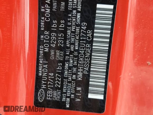 ✅ 2014 Hyundai Genesis Coupe Premium • VIN: KMHHT6KD4EU117749 • Lot: 42180595. Wystawiony na Copart z przebiegiem 41 391 mil. Bezpłatny archiwum sprzedaży aukcyjnych z USA i szczegółowy raport historii pojazdu na DreamBid. Zdjęcie 12.