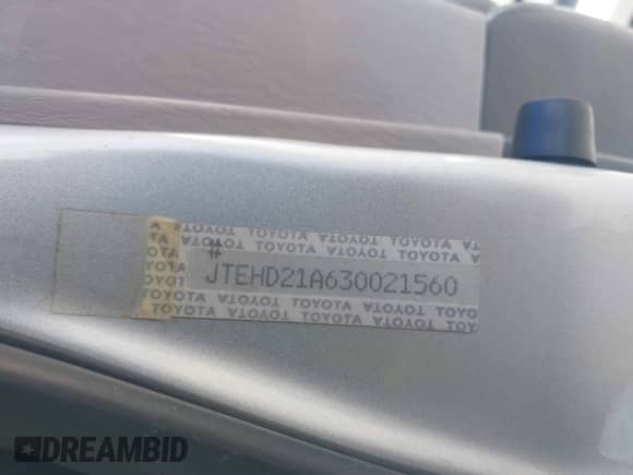 2003 Toyota Highlander z VIN JTEHD21A630021560, wystawiony jako IAAI lot #43458968 z przebiegiem 182 493 mil mil oraz . Historia ofert i sprzedaży dostępna na DreamBid. Obrazek 9.