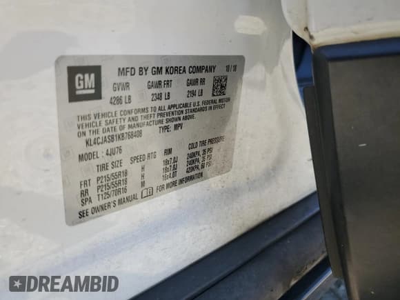 ✅ 2019 Buick Encore Preferred • VIN: KL4CJASB1KB768408 • Lot: 86713815. Wystawiony na Copart z przebiegiem 138 835 mil. Bezpłatny archiwum sprzedaży aukcyjnych z USA i szczegółowy raport historii pojazdu na DreamBid. Zdjęcie 12.