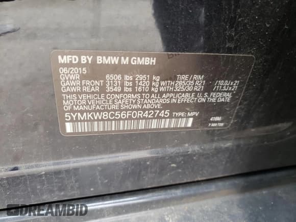 ✅ 2015 BMW X6 M • VIN: 5YMKW8C56F0R42745 • Лот: 45738242. Опубликован ранее на Copart с пробегом 79 757 миль. Бесплатный доступ к архиву аукционных продаж из США и подробный отчёт об истории автомобиля на DreamBid. Изображение 10.