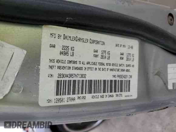 2007 Dodge Charger с VIN 2B3KA43R57H713832, выставлен на аукционе Copart как лот 81803354 с пробегом 168 406 миль миль и Чистый • Clean title. История ставок и продаж доступна на DreamBid. Изображение 12.