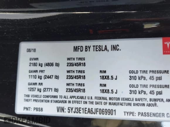 ✅ 2018 Tesla Model 3 Long Range Battery • VIN: 5YJ3E1EA6JF069901 • Lot: 42054027. Wystawiony na IAAI z przebiegiem 78 007 mil. Bezpłatny archiwum sprzedaży aukcyjnych z USA i szczegółowy raport historii pojazdu na DreamBid. Zdjęcie 9.