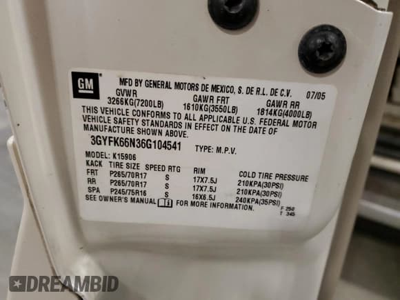 ✅ 2006 Cadillac Escalade ESV • VIN: 3GYFK66N36G104541 • Lot: 54053405. Wystawiony na Copart z przebiegiem 239 390 mil. Bezpłatny archiwum sprzedaży aukcyjnych z USA i szczegółowy raport historii pojazdu na DreamBid. Zdjęcie 13.