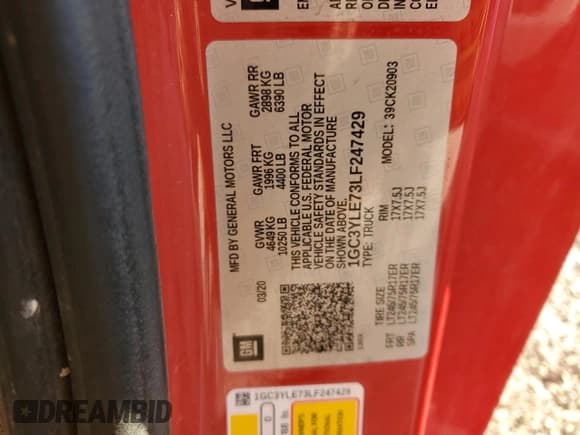 ✅ 2020 Chevrolet Silverado 2500HD Work Truck • VIN: 1GC3YLE73LF247429 • Лот: 76112934. Опубликован ранее на Copart с пробегом 80 528 миль. Бесплатный доступ к архиву аукционных продаж из США и подробный отчёт об истории автомобиля на DreamBid. Изображение 13.