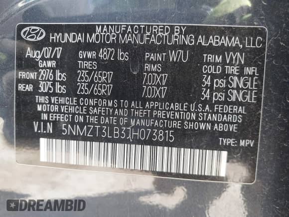 2018 Hyundai Santa Fe 2.4L z VIN 5NMZT3LB3JH073815, wystawiony jako IAAI lot #43292068 z przebiegiem 132 770 mil mil oraz . Historia ofert i sprzedaży dostępna na DreamBid. Obrazek 9.