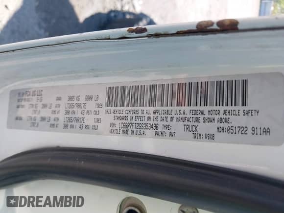 2016 Ram 1500 Express with VIN 1C6RR7FT2GS353496, listed as a IAAI auction lot 41992361 with 188,304 mi miles and . Bid and sale history available at DreamBid. Image 9.