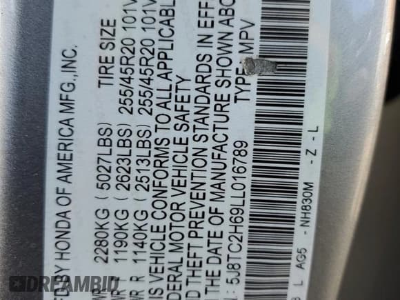 ✅ 2020 Acura RDX w/A-Spec Pkg • VIN: 5J8TC2H69LL016789 • Лот: 85804205. Опубликован ранее на Copart с пробегом 107 973 миль. Бесплатный доступ к архиву аукционных продаж из США и подробный отчёт об истории автомобиля на DreamBid. Изображение 13.