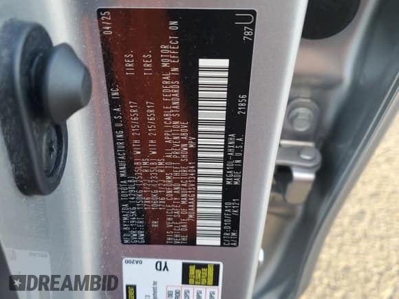 ✅ 2025 Toyota Corolla Cross L • VIN: 7MUAAAAG1SV134041 • Lot: 92404425. Listed on Copart with Not provided. Free auction sales archive from the USA and detailed vehicle history report at DreamBid. Image 12.