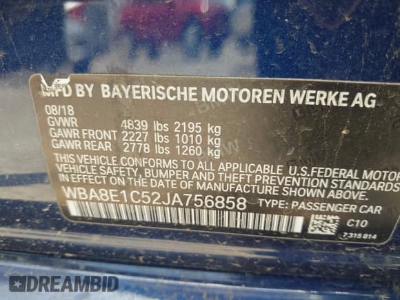 ✅ 2018 BMW 3 Series 330e • VIN: WBA8E1C52JA756858 • Лот: 42761351. Опубликован ранее на IAAI с пробегом Не указан. Бесплатный доступ к архиву аукционных продаж из США и подробный отчёт об истории автомобиля на DreamBid. Изображение 9.