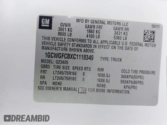 ✅ 2012 Chevrolet Express Cargo • VIN: 1GCWGFCBXC1118349 • Lot: 43410936. Listed on IAAI with 105,965 mi. Free auction sales archive from the USA and detailed vehicle history report at DreamBid. Image 9.