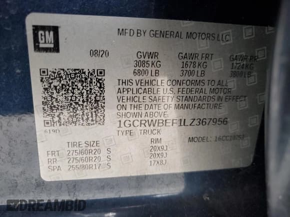 ✅ 2020 Chevrolet Silverado 1500 Custom • VIN: 1GCRWBEF1LZ367956 • Lot: 71474454. Wystawiony na Copart z przebiegiem Nie podano. Bezpłatny archiwum sprzedaży aukcyjnych z USA i szczegółowy raport historii pojazdu na DreamBid. Zdjęcie 13.