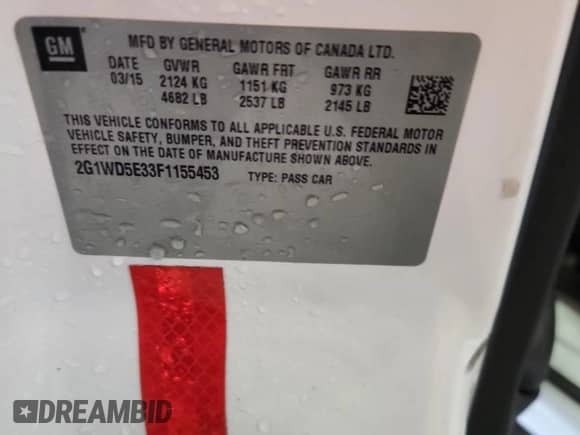 2015 Chevrolet Impala Police Police с VIN 2G1WD5E33F1155453, выставлен на аукционе Copart как лот 63393235 с пробегом 174 985 миль миль и Списание • Salvage title. История ставок и продаж доступна на DreamBid. Изображение 12.