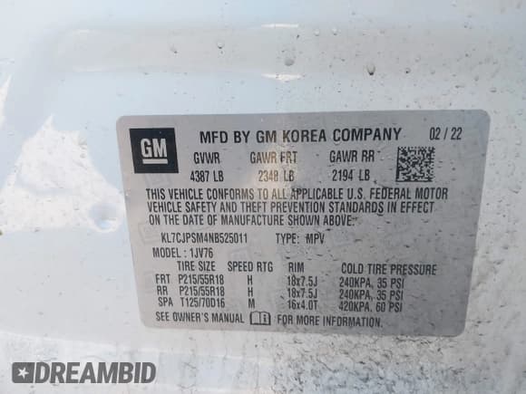 ✅ 2022 Chevrolet Trax LT • VIN: KL7CJPSM4NB525011 • Лот: 43499827. Опубликован ранее на IAAI с пробегом 38 719 миль. Бесплатный доступ к архиву аукционных продаж из США и подробный отчёт об истории автомобиля на DreamBid. Изображение 9.