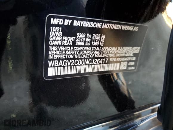 ✅ 2022 BMW 8 Series 840i • VIN: WBAGV2C00NCJ26417 • Лот: 89922235. Опубликован ранее на Copart с пробегом 29 980 миль. Бесплатный доступ к архиву аукционных продаж из США и подробный отчёт об истории автомобиля на DreamBid. Изображение 12.