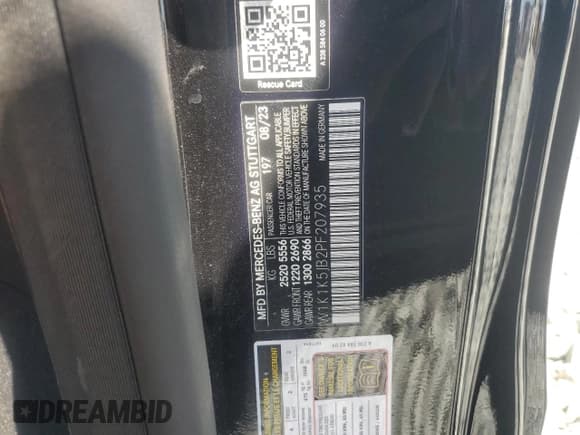 ✅ 2023 Mercedes-Benz E 450 • VIN: W1K1K5JB2PF207935 • Lot: 53509565. Listed on Copart with 9,095 mi. Free auction sales archive from the USA and detailed vehicle history report at DreamBid. Image 12.