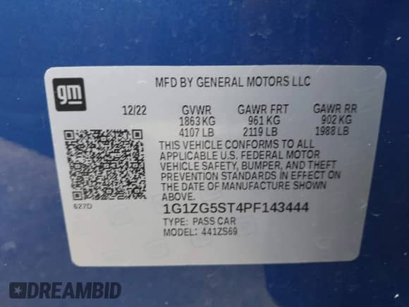 ✅ 2023 Chevrolet Malibu RS • VIN: 1G1ZG5ST4PF143444 • Лот: 41920754. Опубликован ранее на IAAI с пробегом Не указан. Бесплатный доступ к архиву аукционных продаж из США и подробный отчёт об истории автомобиля на DreamBid. Изображение 9.