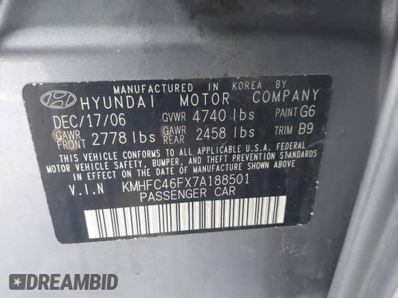 2007 Hyundai Azera SE z VIN KMHFC46FX7A188501, wystawiony jako IAAI lot #41404186 z przebiegiem 171 364 mil mil oraz . Historia ofert i sprzedaży dostępna na DreamBid. Obrazek 9.