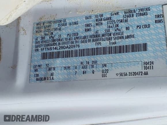 ✅ 2009 Ford E-Series Commercial • VIN: 1FTNS14L29DA20976 • Лот: 43596042. Опубликован ранее на IAAI с пробегом 337 562 миль. Бесплатный доступ к архиву аукционных продаж из США и подробный отчёт об истории автомобиля на DreamBid. Изображение 9.