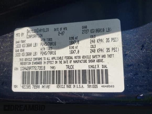 ✅ 2007 Dodge Dakota ST • VIN: 1D3HW28P77S173518 • Лот: 42055934. Опубликован ранее на IAAI с пробегом 165 794 миль. Бесплатный доступ к архиву аукционных продаж из США и подробный отчёт об истории автомобиля на DreamBid. Изображение 9.