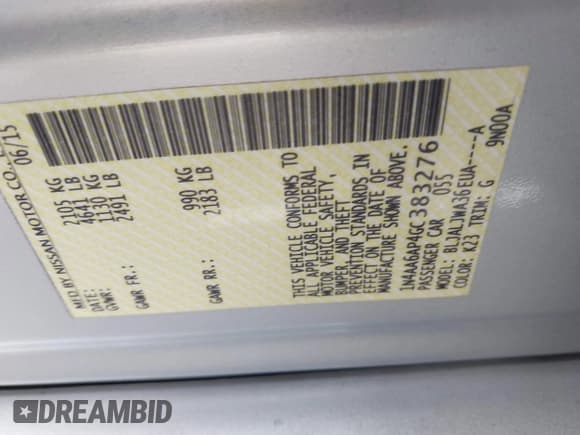 ✅ 2016 Nissan Maxima SL • VIN: 1N4AA6AP4GC383276 • Lot: 41599834. Wystawiony na IAAI z przebiegiem 47 098 mil. Bezpłatny archiwum sprzedaży aukcyjnych z USA i szczegółowy raport historii pojazdu na DreamBid. Zdjęcie 9.