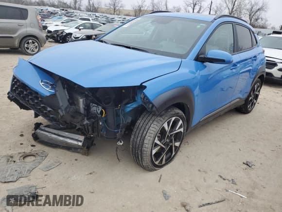 ✅ 2022 Hyundai Kona Limited • VIN: KM8K5CA35NU792307 • Лот: 40629974. Опубликован ранее на Copart с пробегом Не указан. Бесплатный доступ к архиву аукционных продаж из США и подробный отчёт об истории автомобиля на DreamBid. Изображение 1.