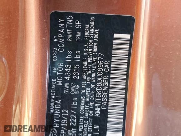 ✅ 2013 Hyundai Genesis Coupe R-Spec • VIN: KMHHT6KD8DU089677 • Lot: 41385235. Wystawiony na Copart z przebiegiem Nie podano. Bezpłatny archiwum sprzedaży aukcyjnych z USA i szczegółowy raport historii pojazdu na DreamBid. Zdjęcie 13.