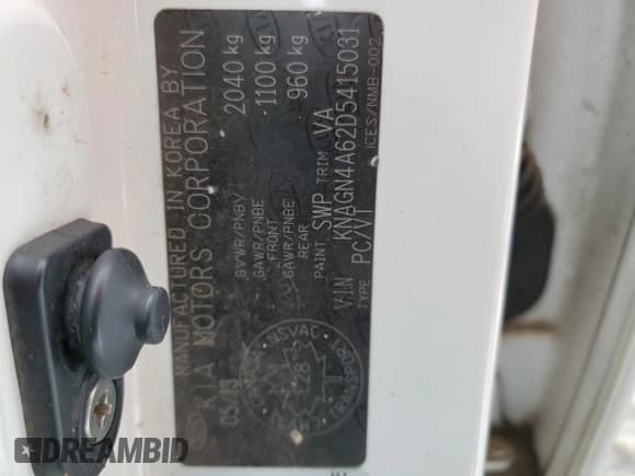 ✅ 2013 Kia Optima EX • VIN: KNAGN4A62D5415031 • Lot: 92314035. Listed on Copart with 205,817 mi. Free auction sales archive from the USA and detailed vehicle history report at DreamBid. Image 13.