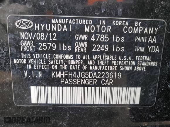 ✅ 2013 Hyundai Azera • VIN: KMHFH4JG5DA223619 • Lot: 47233145. Wystawiony na Copart z przebiegiem 153 671 mil mil. Skorzystaj z bezpłatnego archiwum sprzedaży aukcyjnych z USA i zobacz szczegółowy raport historii pojazdu na DreamBid. Zdjęcie 12.