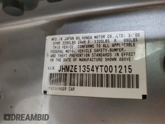 ✅ 2000 Honda Insight • VIN: JHMZE1354YT001215 • Лот: 51658385. Опубликован ранее на Copart с пробегом 203 880 миль. Бесплатный доступ к архиву аукционных продаж из США и подробный отчёт об истории автомобиля на DreamBid. Изображение 14.