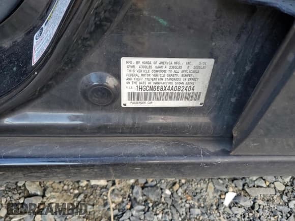 ✅ 2004 Honda Accord EX • VIN: 1HGCM668X4A082404 • Lot: 82659445. Wystawiony na Copart z przebiegiem 205 092 mil. Bezpłatny archiwum sprzedaży aukcyjnych z USA i szczegółowy raport historii pojazdu na DreamBid. Zdjęcie 12.