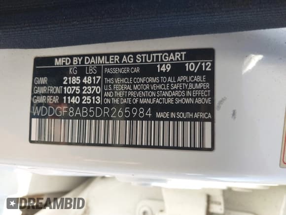 ✅ 2013 Mercedes-Benz C 300 Sport • VIN: WDDGF8AB5DR265984 • Lot: 40816934. Listed on IAAI with 119,355 mi. Free auction sales archive from the USA and detailed vehicle history report at DreamBid. Image 9.