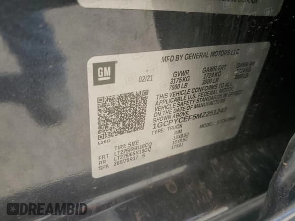 ✅ 2021 Chevrolet Silverado 1500 Custom Trail Boss • VIN: 1GCPYCEF5MZ251247 • Lot: 69057914. Wystawiony na Copart z przebiegiem 33 658 mil. Bezpłatny archiwum sprzedaży aukcyjnych z USA i szczegółowy raport historii pojazdu na DreamBid. Zdjęcie 12.