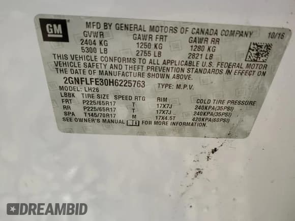 ✅ 2017 Chevrolet Equinox LT • VIN: 2GNFLFE30H6225763 • Лот: 89524315. Опубликован ранее на Copart с пробегом 74 806 миль. Бесплатный доступ к архиву аукционных продаж из США и подробный отчёт об истории автомобиля на DreamBid. Изображение 13.