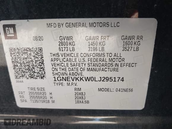 ✅ 2020 Chevrolet Traverse Premier • VIN: 1GNEVKKW0LJ295174 • Lot: 41599409. Listed on IAAI with 30,291 mi. Free auction sales archive from the USA and detailed vehicle history report at DreamBid. Image 9.