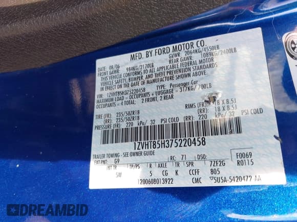 ✅ 2007 Ford Mustang GT Deluxe • VIN: 1ZVHT85H375220458 • Lot: 42914620. Wystawiony na IAAI z przebiegiem 107 535 mil. Bezpłatny archiwum sprzedaży aukcyjnych z USA i szczegółowy raport historii pojazdu na DreamBid. Zdjęcie 9.