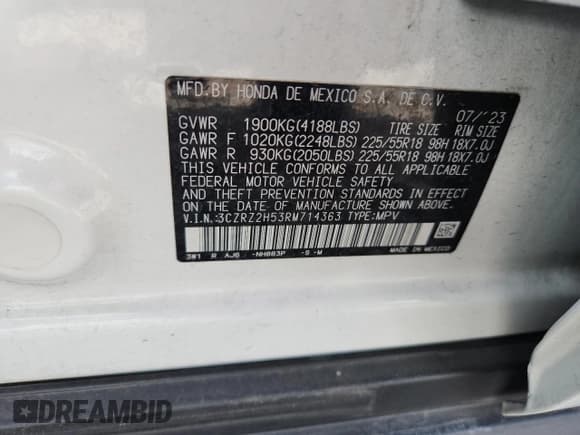 ✅ 2024 Honda HR-V Sport • VIN: 3CZRZ2H53RM714363 • Lot: 80121235. Listed on Copart with 26,351 mi. Free auction sales archive from the USA and detailed vehicle history report at DreamBid. Image 12.