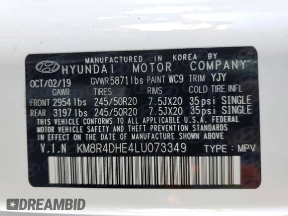 2020 Hyundai Palisade SEL z VIN KM8R4DHE4LU073349, wystawiony jako Copart lot #46807353 z przebiegiem 20 595 mil mil oraz . Historia ofert i sprzedaży dostępna na DreamBid. Obrazek 13.