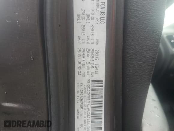 ✅ 2019 Dodge Durango SXT Plus • VIN: 1C4RDJAG5KC718321 • Lot: 85758595. Listed on Copart with 50,545 mi. Free auction sales archive from the USA and detailed vehicle history report at DreamBid. Image 13.