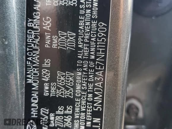 ✅ 2022 Hyundai Tucson SE • VIN: 5NMJA3AE7NH115909 • Lot: 74588144. Listed on Copart with Not provided. Free auction sales archive from the USA and detailed vehicle history report at DreamBid. Image 14.