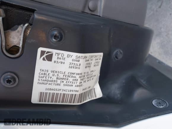 ✅ 2004 Saturn ION ION 1 • VIN: 1G8AG52F34Z189706 • Lot: 43704201. Listed on IAAI with 255,209 mi. Free auction sales archive from the USA and detailed vehicle history report at DreamBid. Image 9.