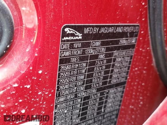 ✅ 2019 Jaguar F-Pace S • VIN: SADCM2FV9KA392963 • Lot: 54572485. Listed on Copart with 96,315 mi. Free auction sales archive from the USA and detailed vehicle history report at DreamBid. Image 13.